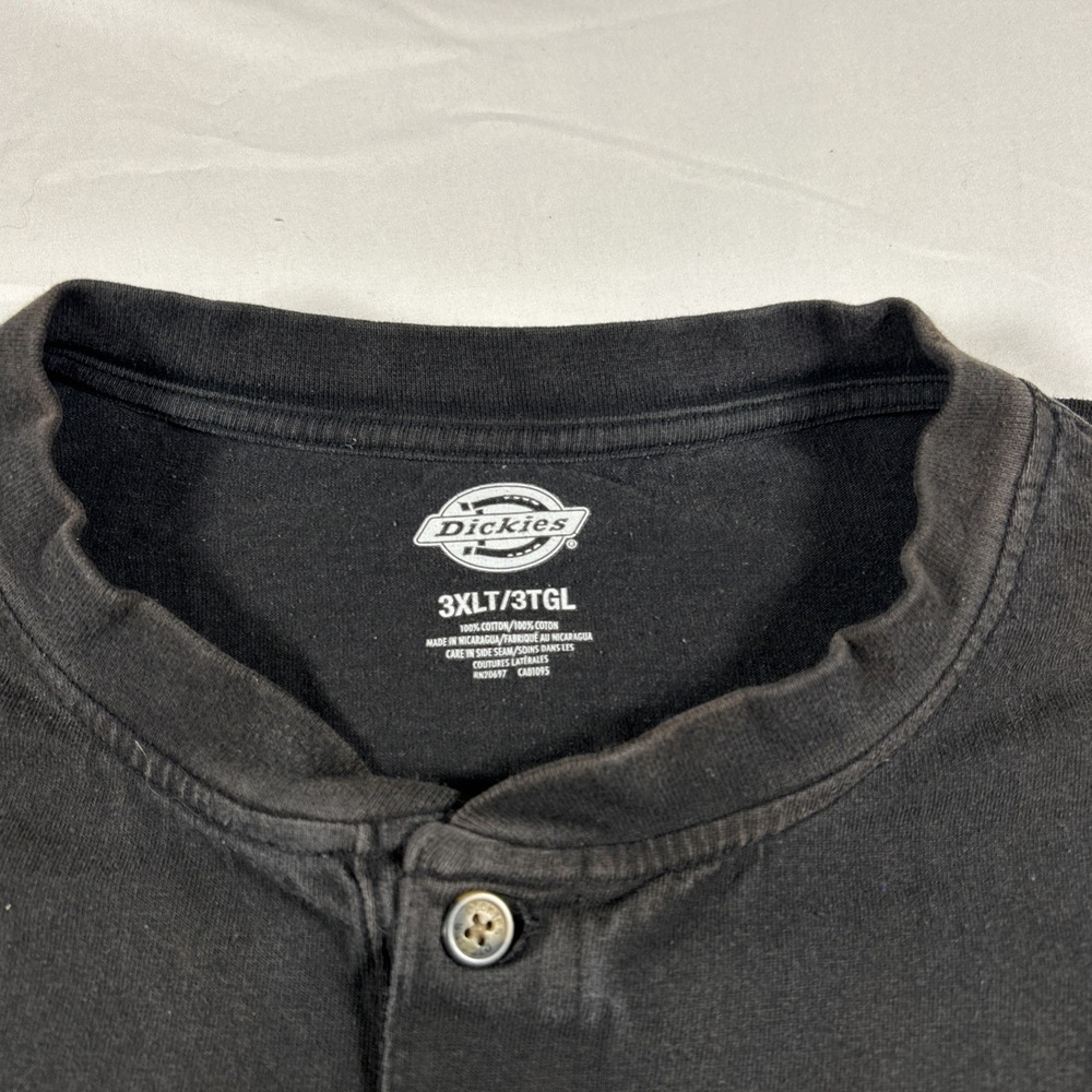 Dickies Shirt Mens 3XL Blue 100% Cotton Henley Long Sleeve distressed Y2K ๐ฅ - Picture 2 of 8
